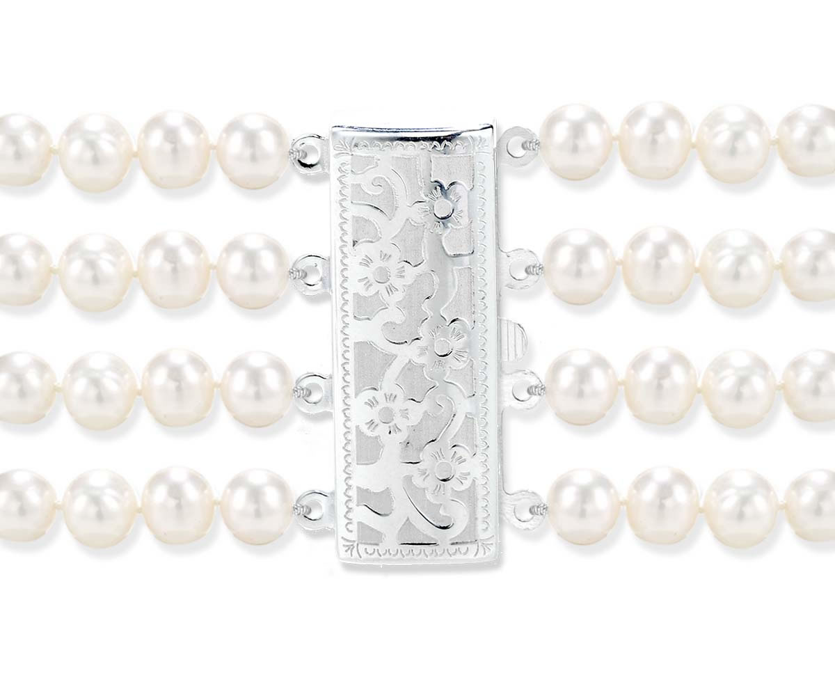 Silver Pearl Clasp Filigree Multi-Strand 4 rows, Pearl Findings Jewelry  Making Supplies