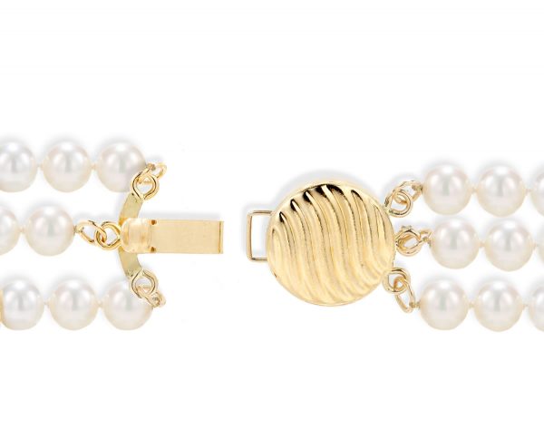 Triple Strand Golden Shell Pearl Bracelet Clasp