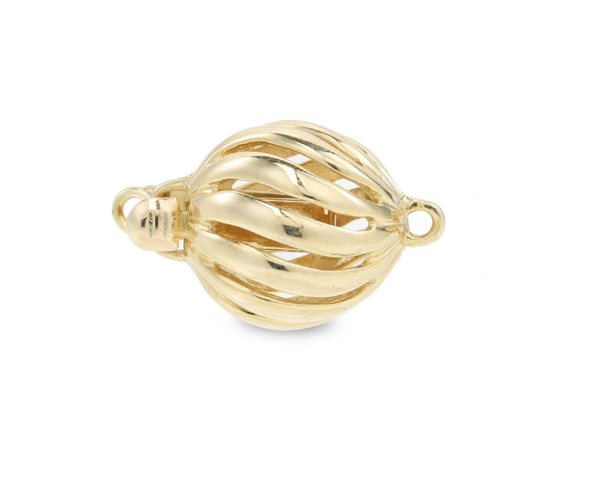 Golden Wire Ball Necklace Clasp - Pearl & Clasp