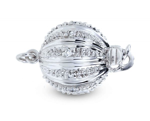 Large Lightweight Diamond Ball Clasp for Bracelet