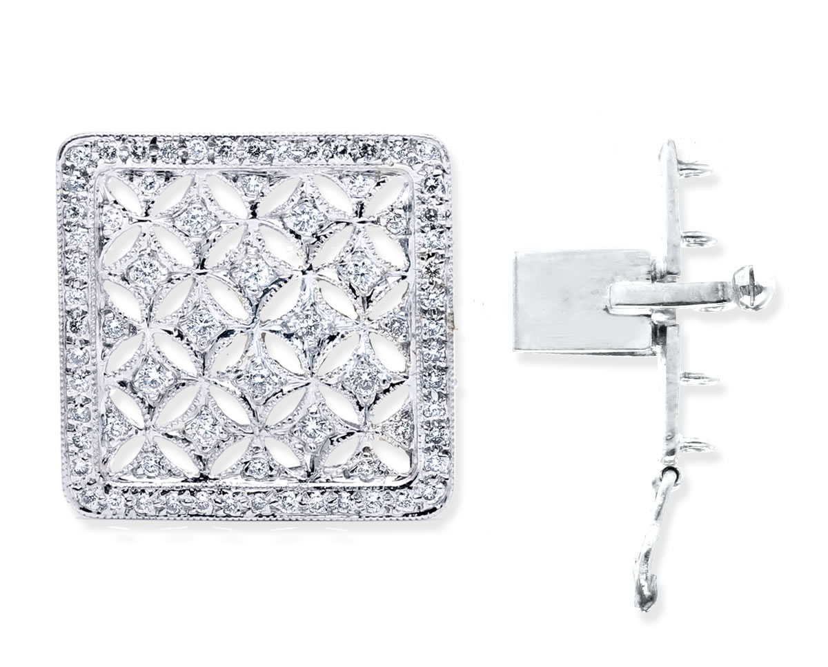 Large Multiple Diamonds Clasp for Pearl Bracelet