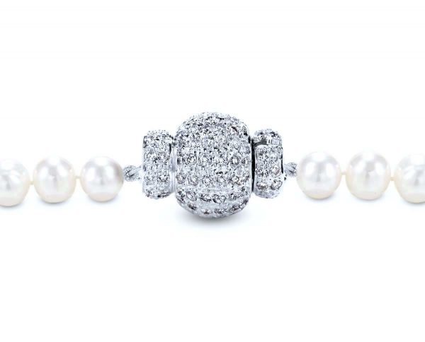 Pearl Bracelet Medium Diamond Rondel Ball Clasp