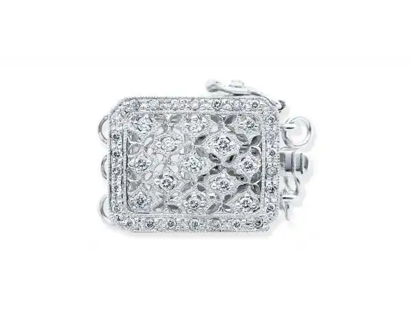 Multiple Diamonds Clasp for Pearl Bracelet