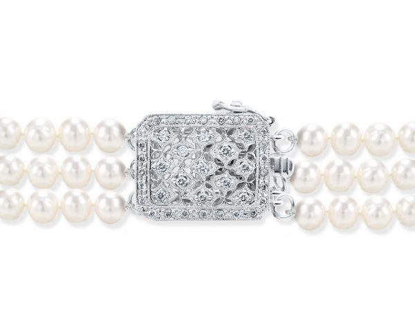 Multiple Diamonds Clasp for Pearl Bracelet