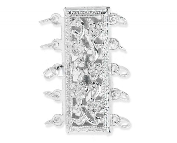 Pearl Bracelet Silver Clasp for 6 Pearl Strands
