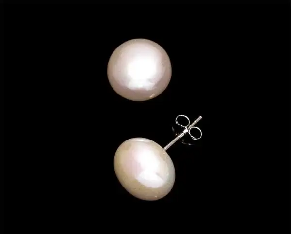 9mm Button Pink Freshwater Earrings