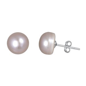 9mm Button Pink Freshwater Earrings