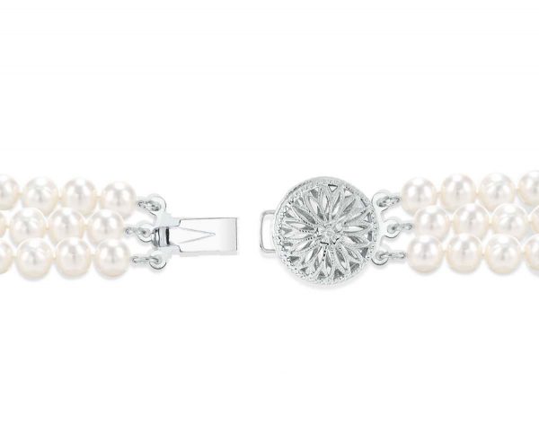 Triple Strand Round Filigree Pearl Bracelet Clasp