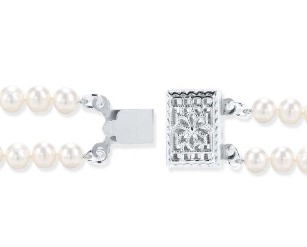 Silver Double Strand Pearl Bracelet Clasp