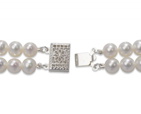 Silver Double Strand Pearl Bracelet Clasp