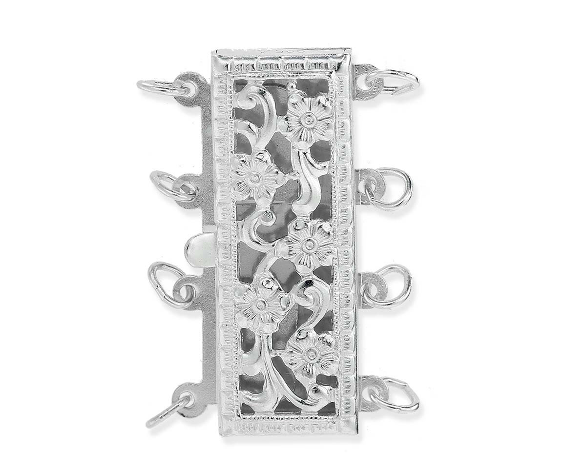 Silver Pearl Clasp for 4 Strands 1 Silver Pearl Clasp for 4 Strands