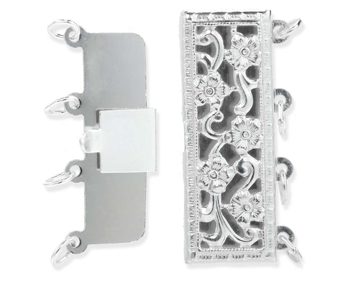 Silver Pearl Clasp for 4 Strands 2 Silver Pearl Clasp for 4 Strands