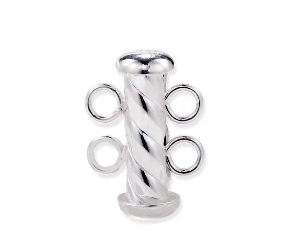 Silver Spiral Rod Clasp for Double Strand