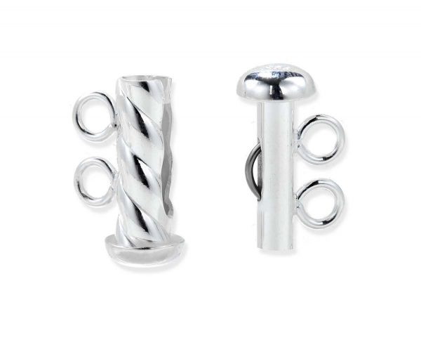 Silver Spiral Rod Clasp for Double Strand