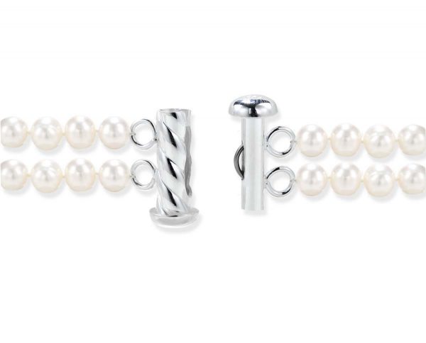 Silver Spiral Rod Clasp for Double Strand