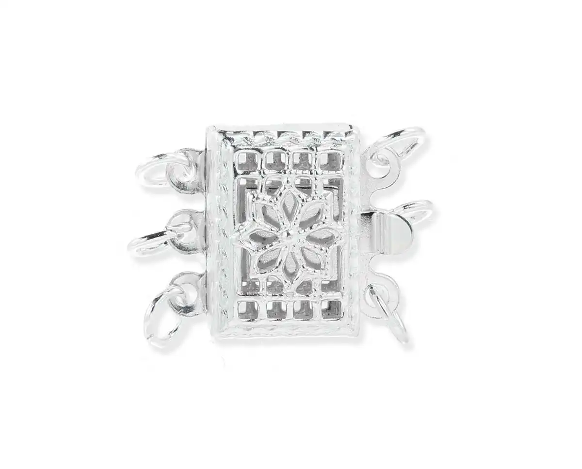 Silver Triple Strand Bracelet Pearl Clasp 1 Silver Triple Strand Bracelet Pearl Clasp