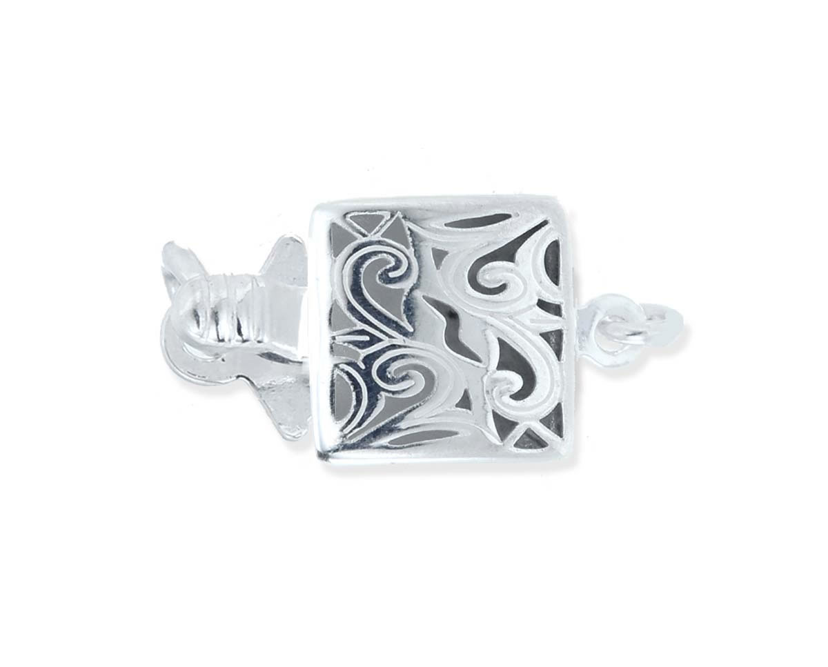 Sterling Silver Swirl Box Clasp for Pearl Bracelet