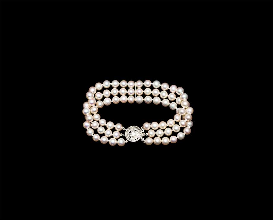 Triple Strand 7mm Pearl Bracelet