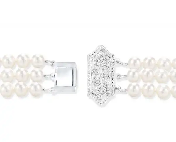 Triple Strand Necklace Filigree Clasp