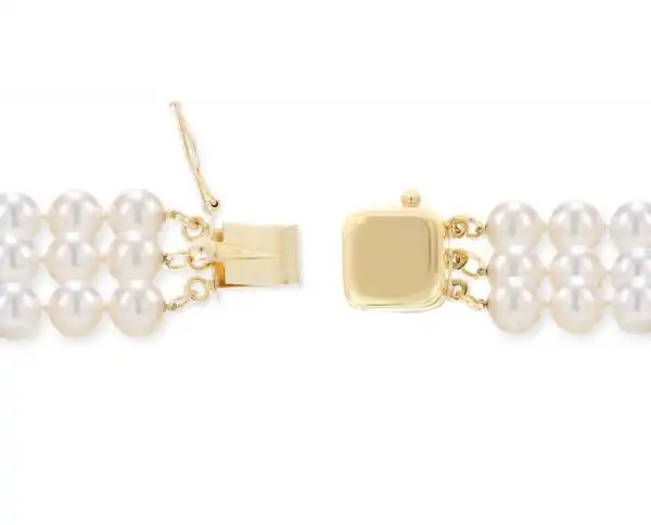 Triple Strand Necklace Golden Box Clasp