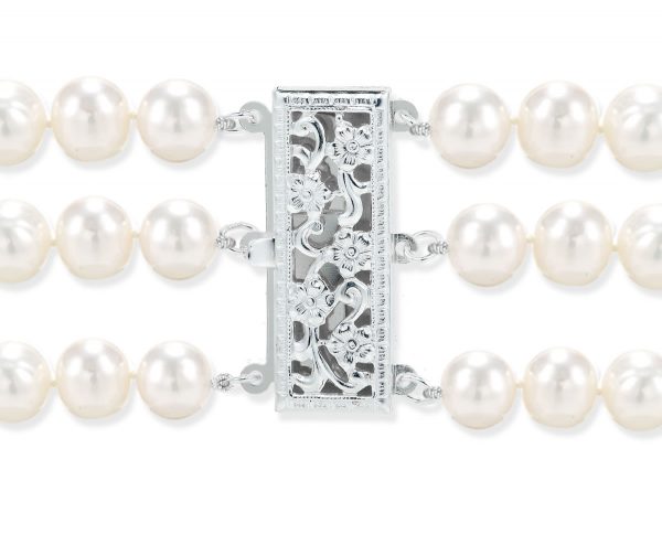Triple Strand Pearl Silver Clasp