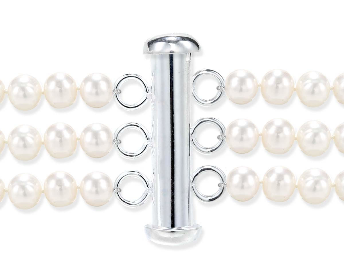 Triple Strand Silver Rod Jewelry Clasp - Pearl & Clasp