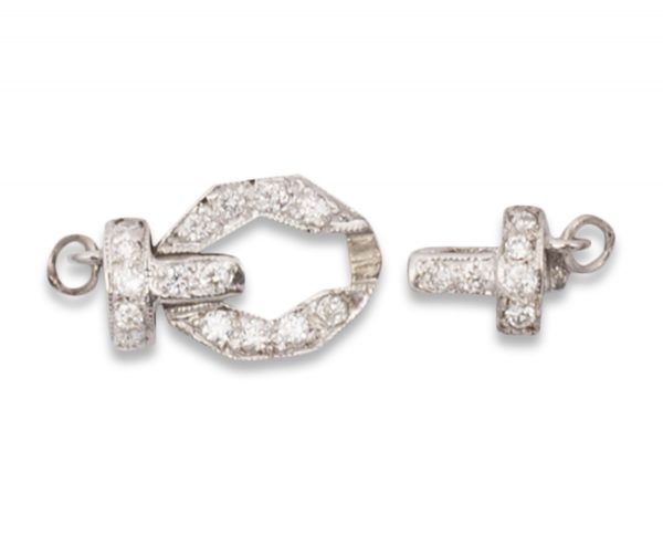 White Diamond Buckle Clasp for Pearl Necklace