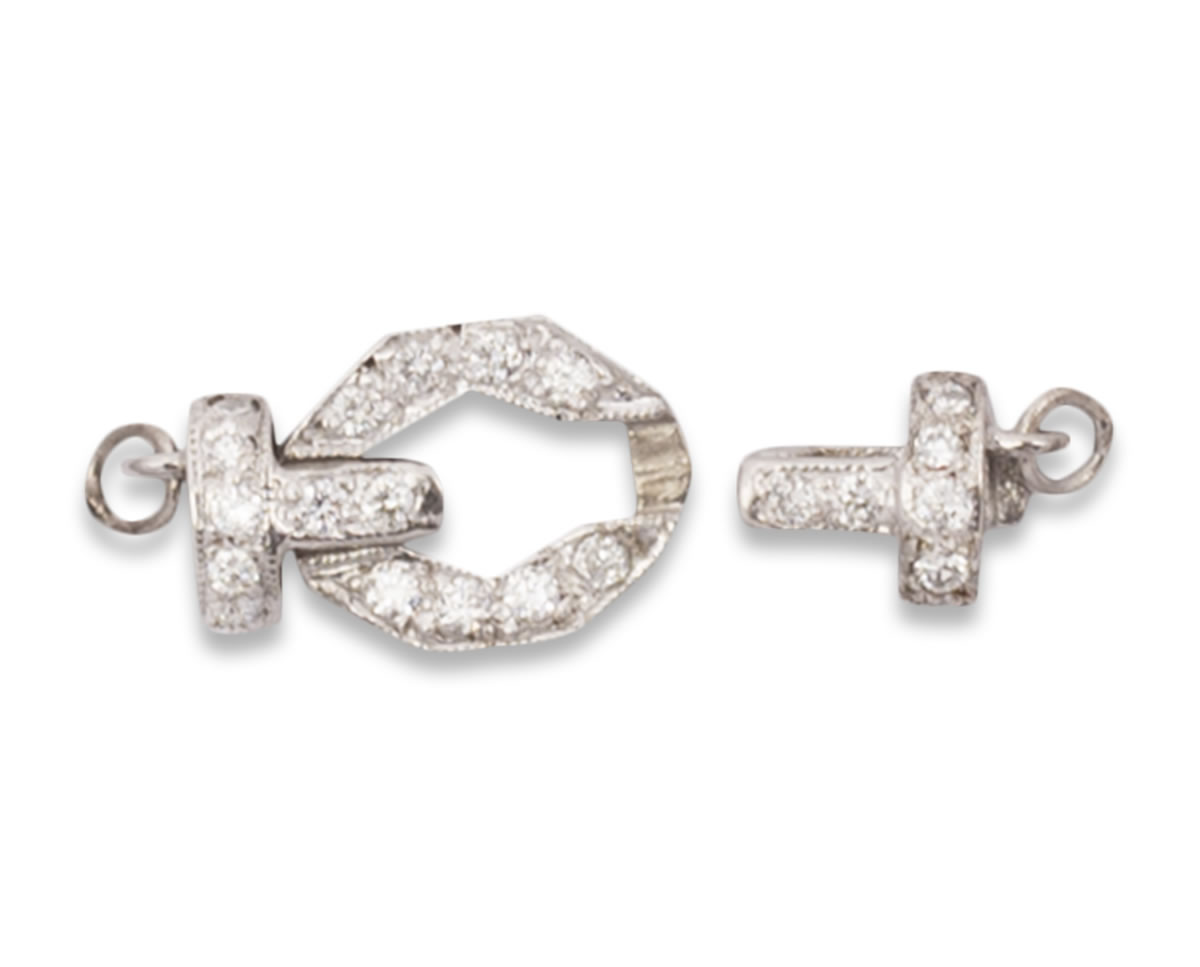 White Diamond Buckle Clasp for Pearl Necklace Pearl & Clasp